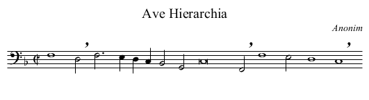 Ave Hierarchia - staff notation