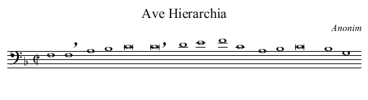 Ave Hierarchia - staff notation