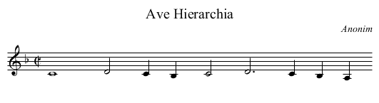 Ave Hierarchia - staff notation