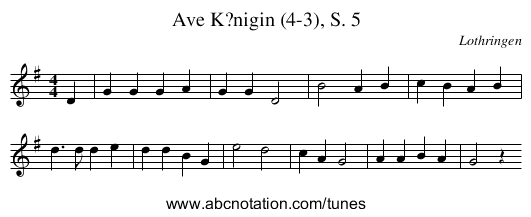 Ave K?nigin (4-3), S. 5 - staff notation