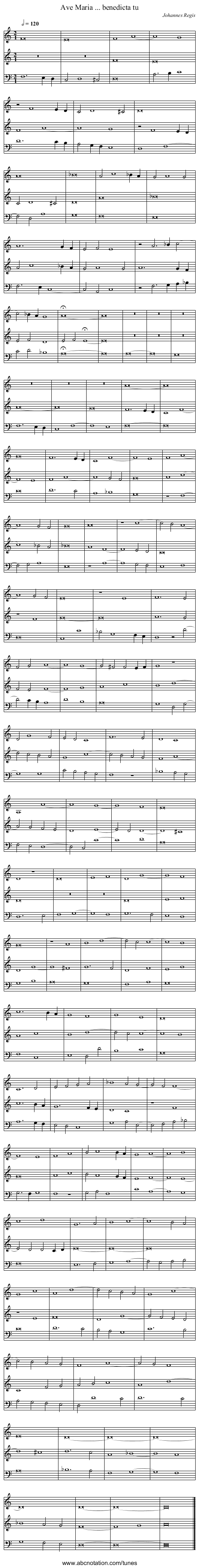 Ave Maria ... benedicta tu - staff notation