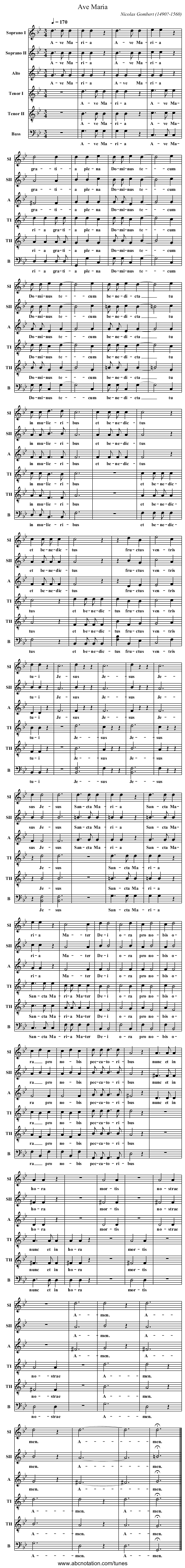 Ave Maria - staff notation