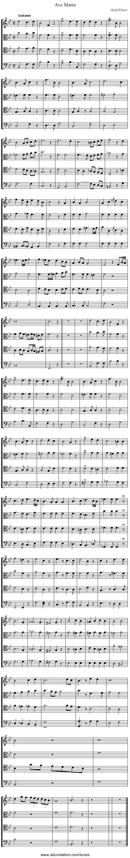 Ave Maria - staff notation