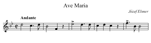 Ave Maria - staff notation