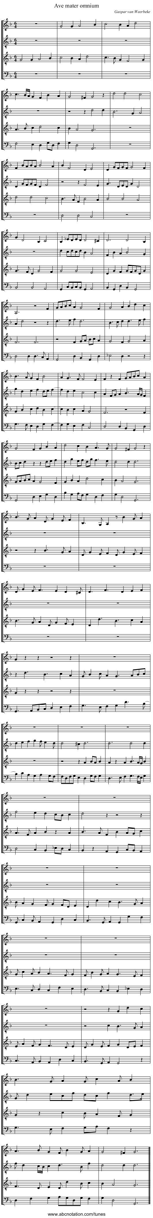 Ave mater omnium - staff notation