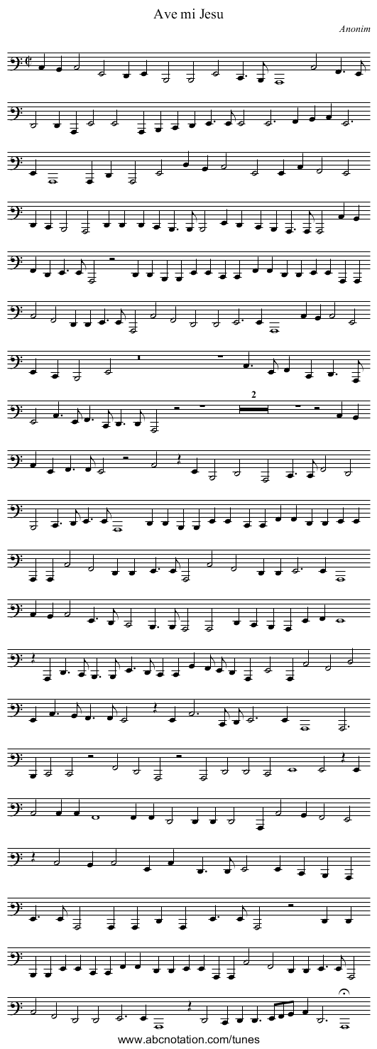 Ave mi Jesu - staff notation