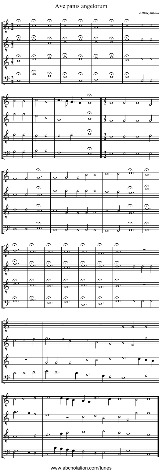 Ave panis angelorum - staff notation