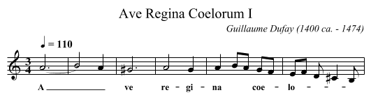 Ave Regina Coelorum I - staff notation