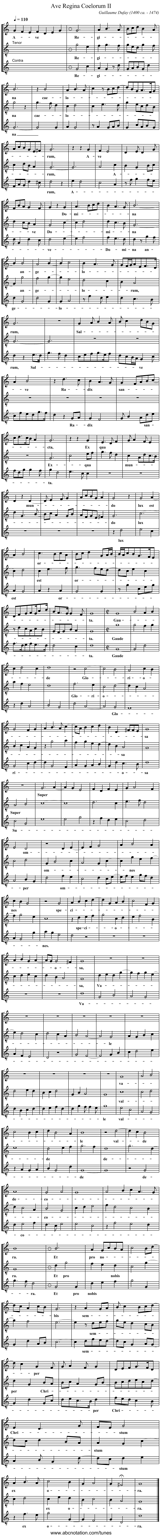 Ave Regina Coelorum II - staff notation