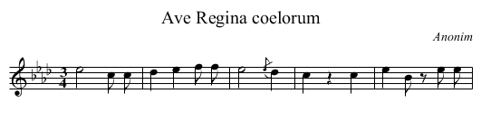 Ave Regina coelorum - staff notation