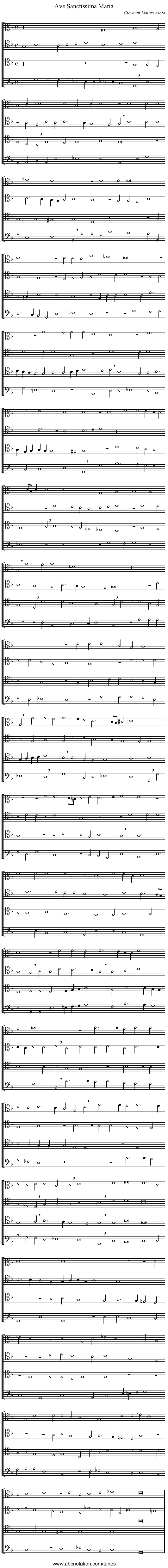 Ave Sanctissima Maria - staff notation