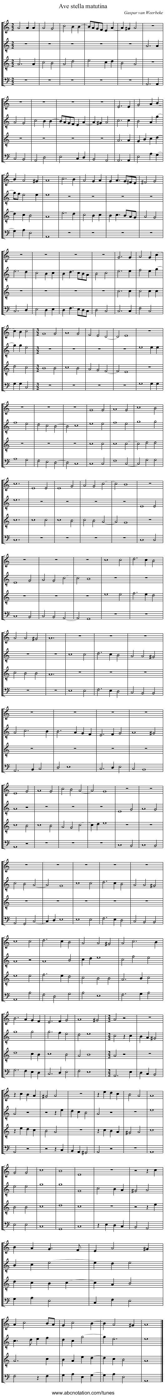 Ave stella matutina - staff notation