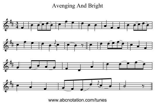 Avenging And Bright - staff notation