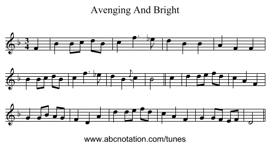 Avenging And Bright - staff notation