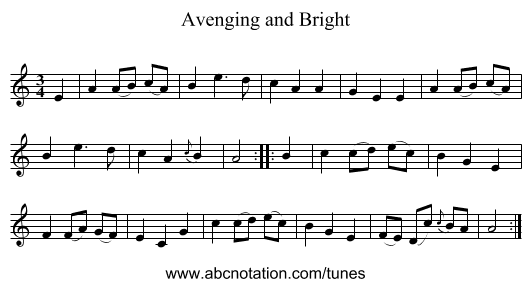 Avenging and Bright - staff notation