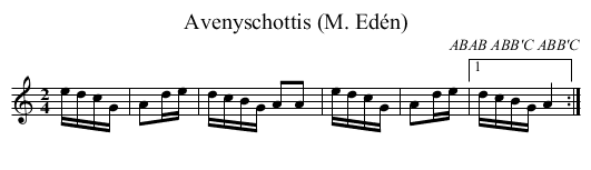 Avenyschottis (M. Edén) - staff notation