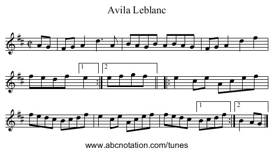 Avila Leblanc - staff notation