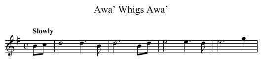 Awa’ Whigs Awa’ - staff notation