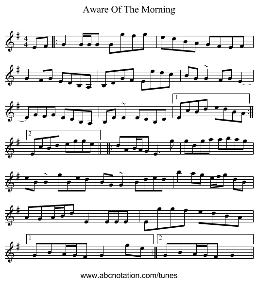 Aware Of The Morning - staff notation