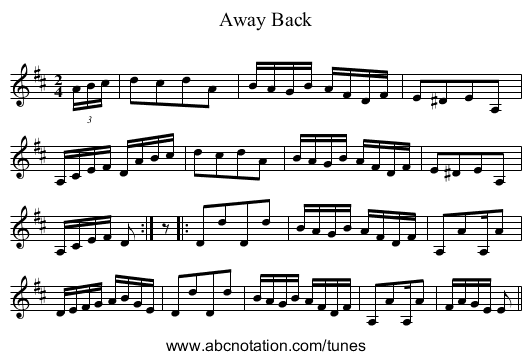 Away Back - staff notation