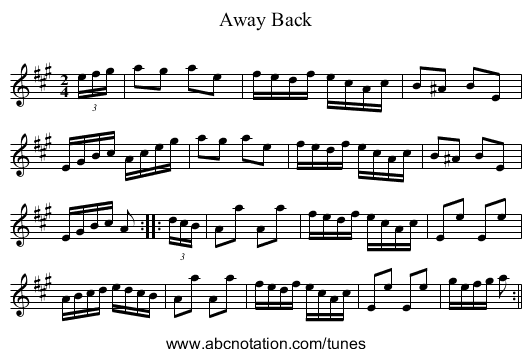 Away Back - staff notation