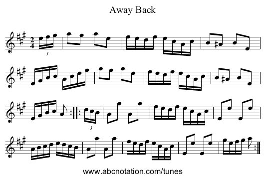 Away Back - staff notation