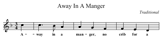 Away In A Manger - staff notation
