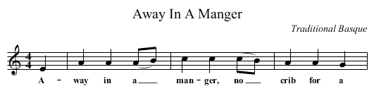 Away In A Manger - staff notation