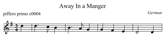 Away In a Manger - staff notation