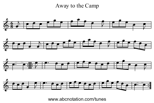 Away to the Camp - staff notation