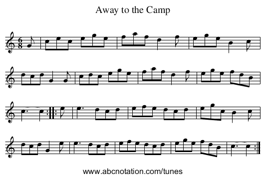 Away to the Camp - staff notation