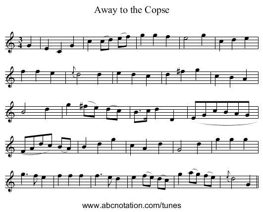 Away to the Copse - staff notation