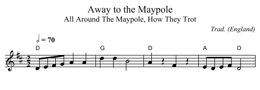 Away to the Maypole - staff notation