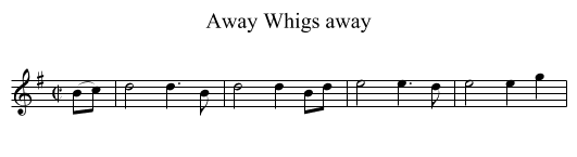 Away Whigs away - staff notation