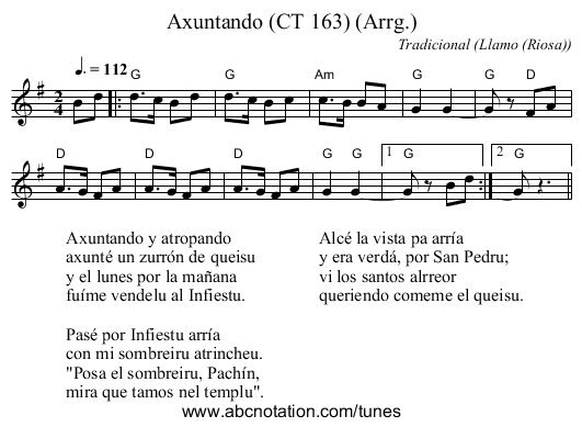 Axuntando (CT 163) (Arrg.) - staff notation