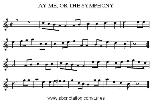 AY ME, OR THE SYMPHONY - staff notation