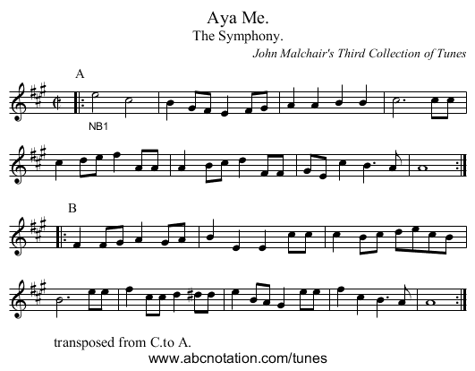 Aya Me. - staff notation