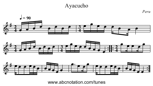 Ayacucho - staff notation