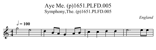 Aye Me. (p)1651.PLFD.005 - staff notation