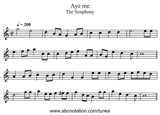 Aye me - staff notation