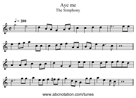 Aye me - staff notation