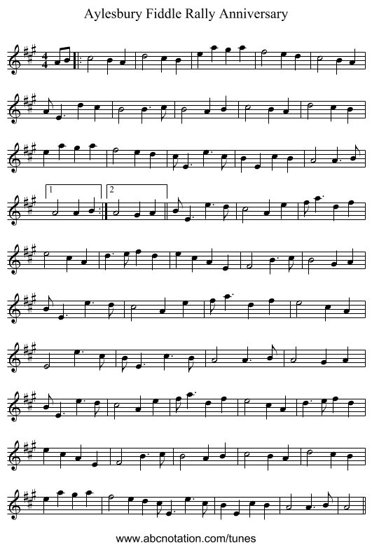 Aylesbury Fiddle Rally Anniversary - staff notation