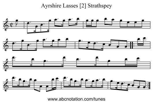 Ayrshire Lasses [2] Strathspey - staff notation