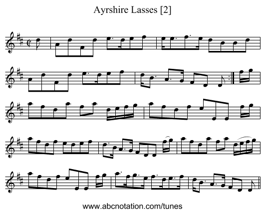 Ayrshire Lasses [2] - staff notation