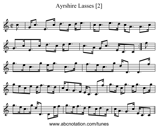 Ayrshire Lasses [2] - staff notation
