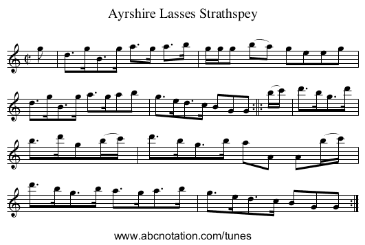 Ayrshire Lasses Strathspey - staff notation