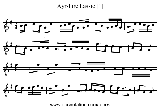 Ayrshire Lassie [1] - staff notation