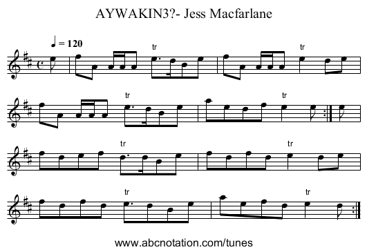 AYWAKIN3?- Jess Macfarlane - staff notation