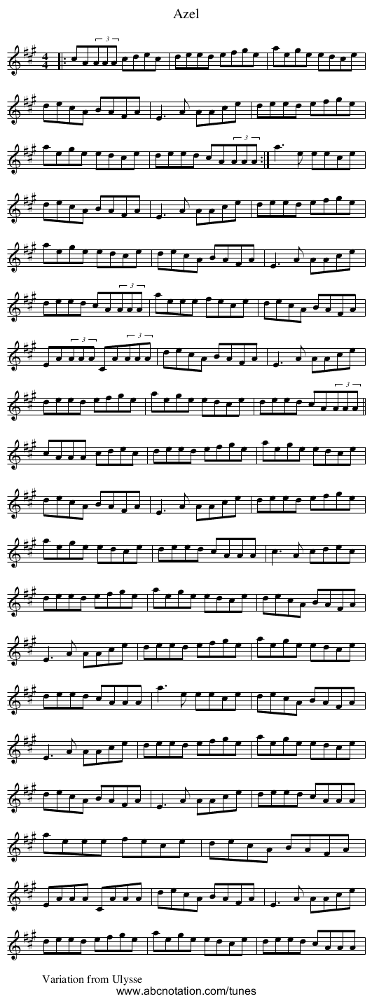 Azel - staff notation