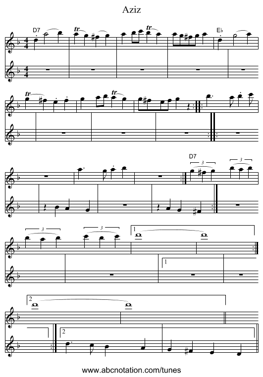 Aziz - staff notation